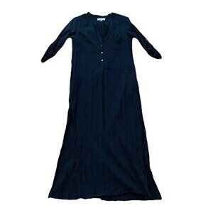 Everyday Ritual Black Tracey Cotton Gauze Kaftan Roll Tab Coverup Size Small